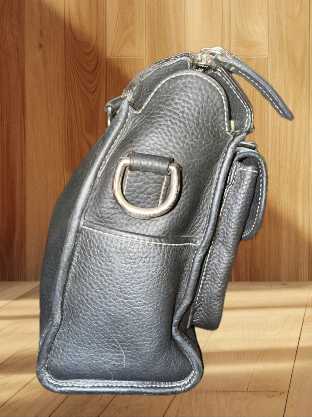 Dooney & Bourke Dillen Double Pocket Satchel Black Pebbled Leather